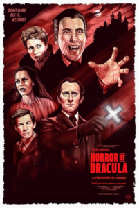 Movie poster for Horror of Dracula (original title: Dracula), 1958, starring Peter Cushing and Christopher Lee